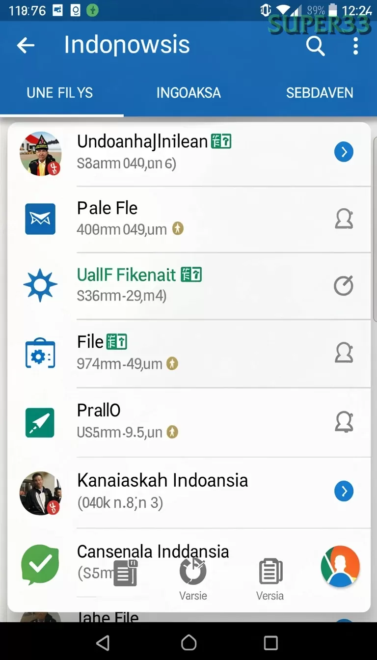 Cuplikan layar GARUDA55 — menu navigasi